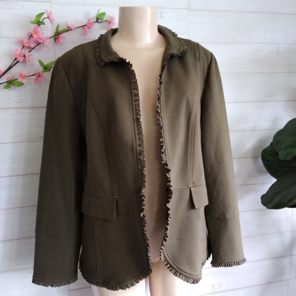 Chico's Jackets & Blazers - Chico's women's army green open front blazer